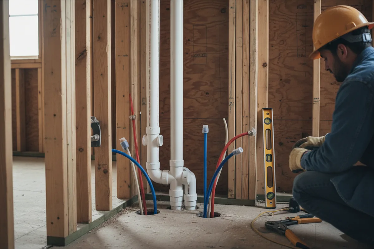 Drain and supply rough-in during Leak Detection in Cookville