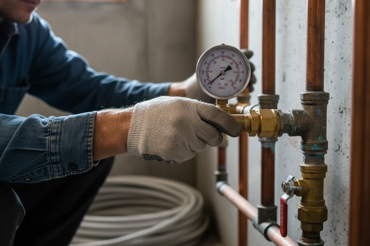 Pressure testing a repaired line during Water Line Repair in Cookville